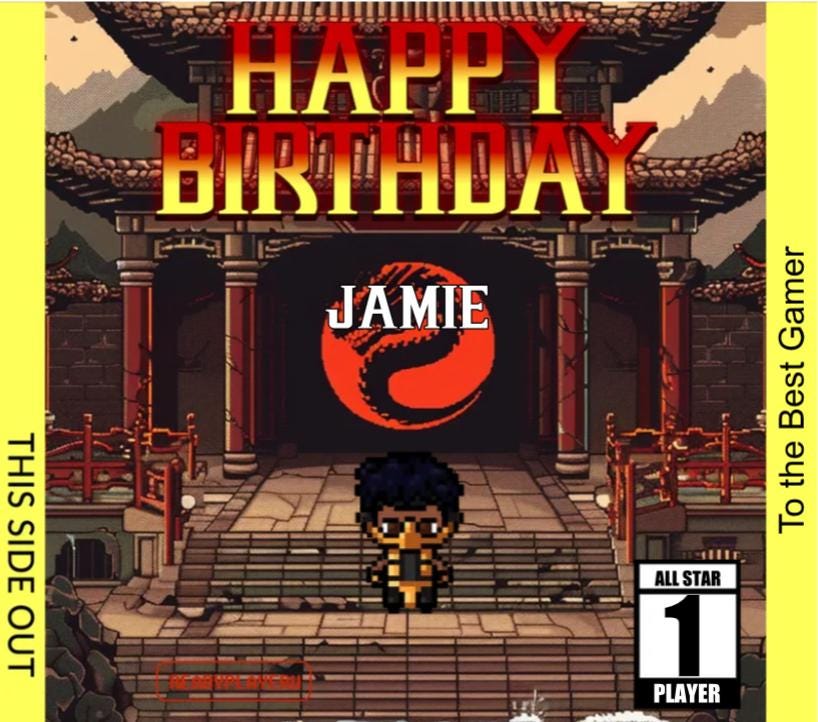 Personalized Mortal Kombat Birthday Cartridge - Custom Birthday Gift - Personalized Cartridge - Personalized Birthday Gift - Mortal Kombat