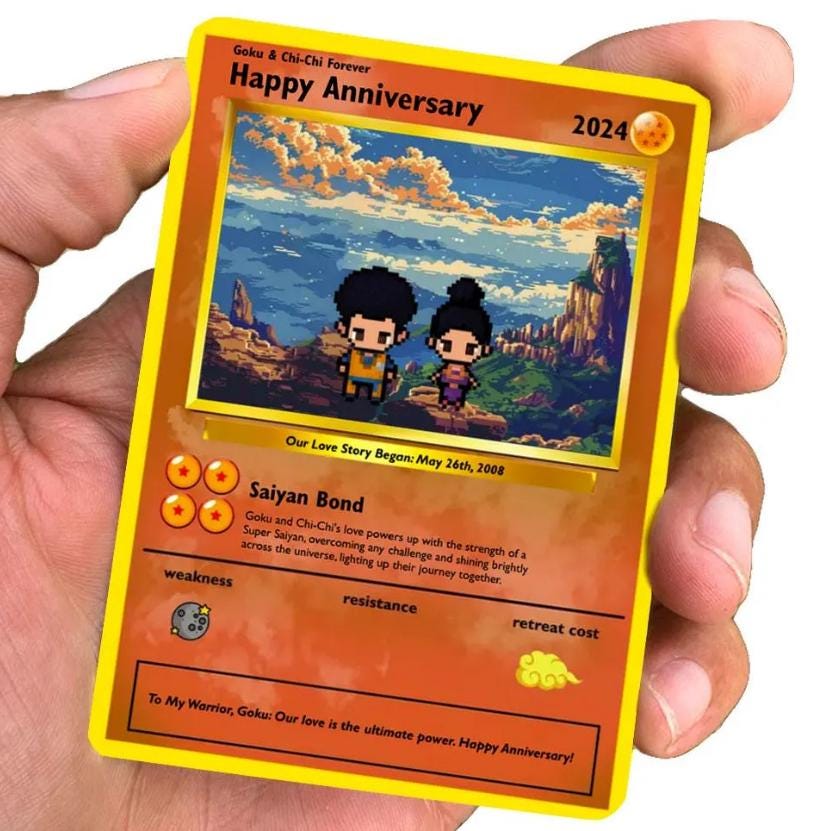 Personalized Super Saiyan Anniversary Card - Custom Gift Anniversary - Personalized Dragon Ball Z Gift - Valentine's Day Card