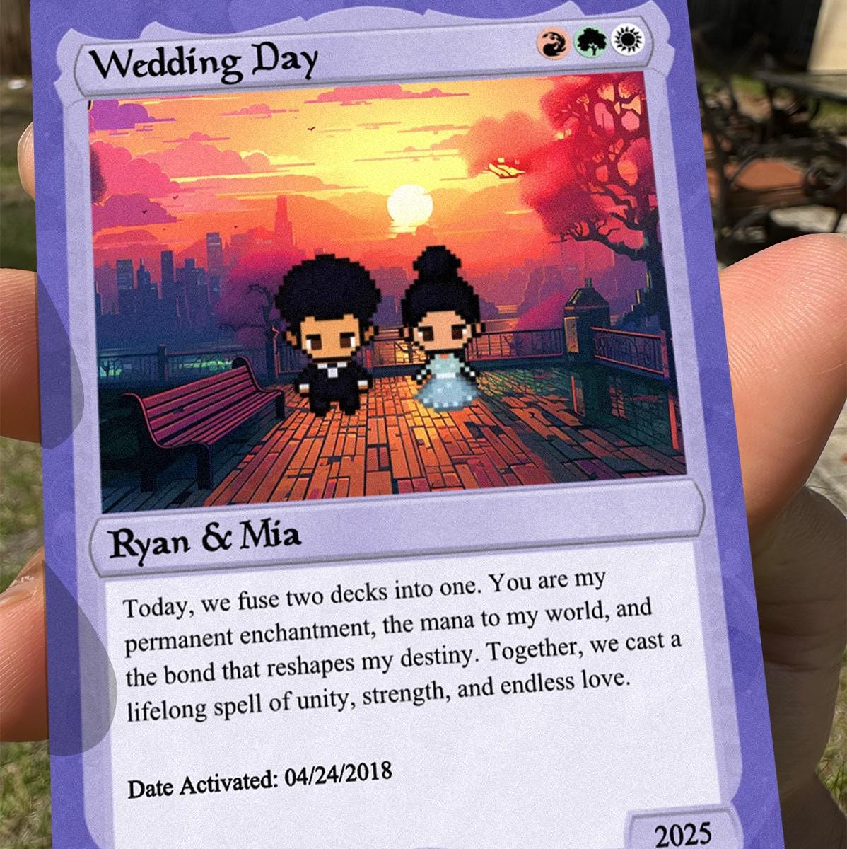 Pet The Gathering Wedding Card - Wedding Gift - Custom Wedding Card - Legendary Wedding Keepsake Card - Anime-Inspired Couple Card