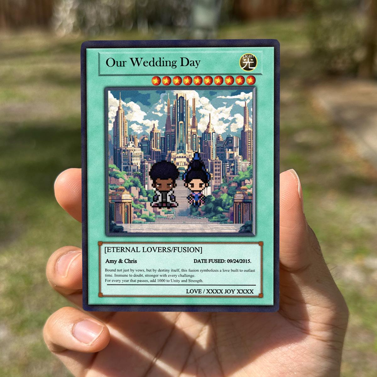 Dueling Wedding Card - Dueling Wedding Gift - Dueling Style Card - Personalized Metal Keepsake for Couples - Anime Wedding Battle Card
