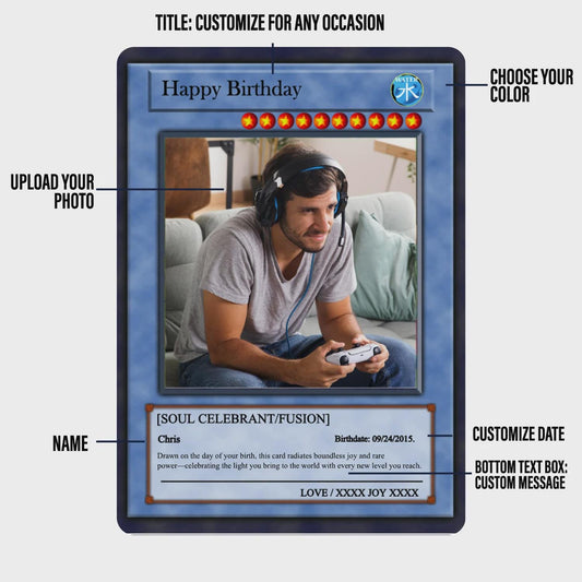 Dueling Birthday Photo Card - Dueling Birthday Gift - Dueling Style Card - Metal Birthday Keepsake Gift - Anime-Inspired Battle Photo Card