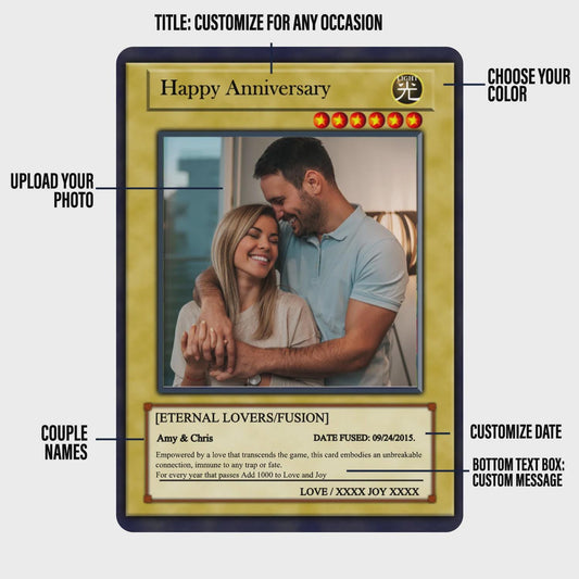 Dueling Anniversary Photo Card - Anniversary Gift - Legendary Anniversary Keepsake Card - Anime-Inspired Couple Duel Photo Card