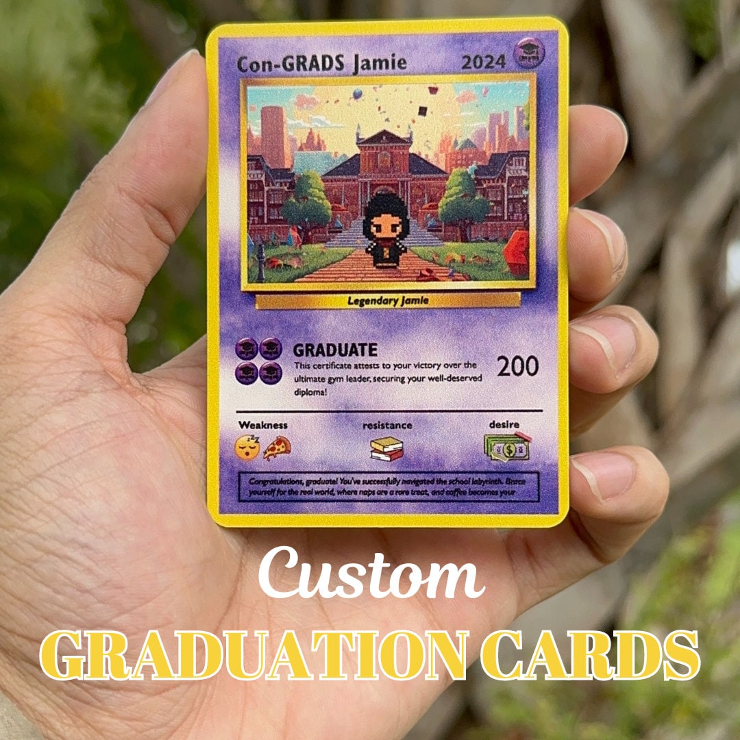 Poke Personalized Graduation Gift - Kindergarten Graduation - High School Graduation Gift - Custom Graduation Gift - Pokemon Graduation Card