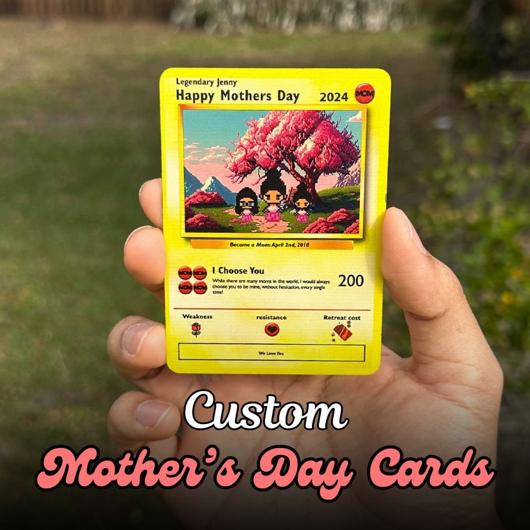 Personalized Poke Mother's Day Card - Custom Gift for Mom - Mother's Day Gifts - Mother's Day Present - Custom Pokemon Card - Mom Gifts