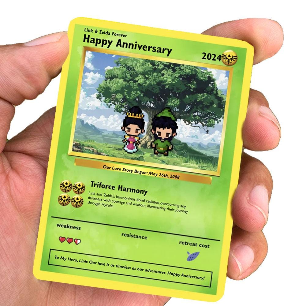 Personalized Ocarina Anniversary Card - Custom Gift Anniversary - Personalized Ocarina Gift - Anniversary Gifts - Personalized Zelda Gift