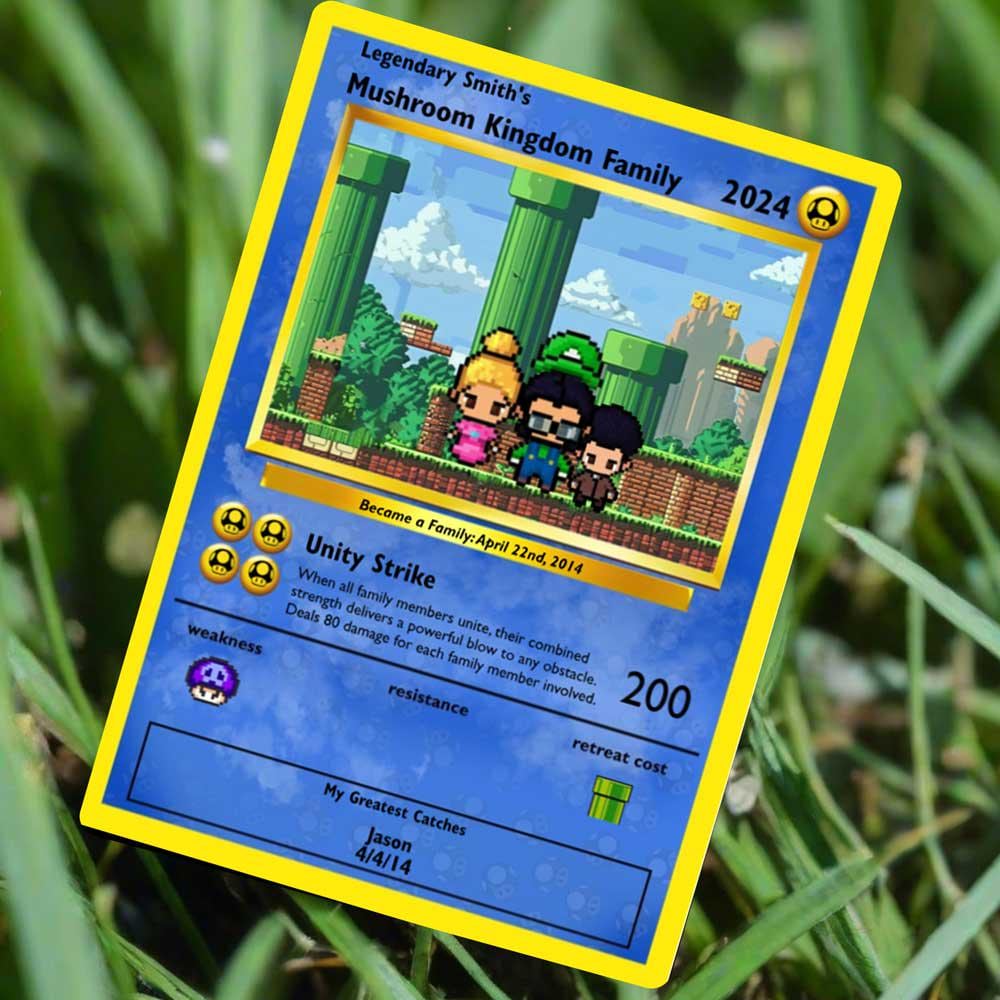 Personalized Mushroom Kingdom Family Card - Family Gift - Custom Family Card - Special Gift for a Family member - Super Mario World