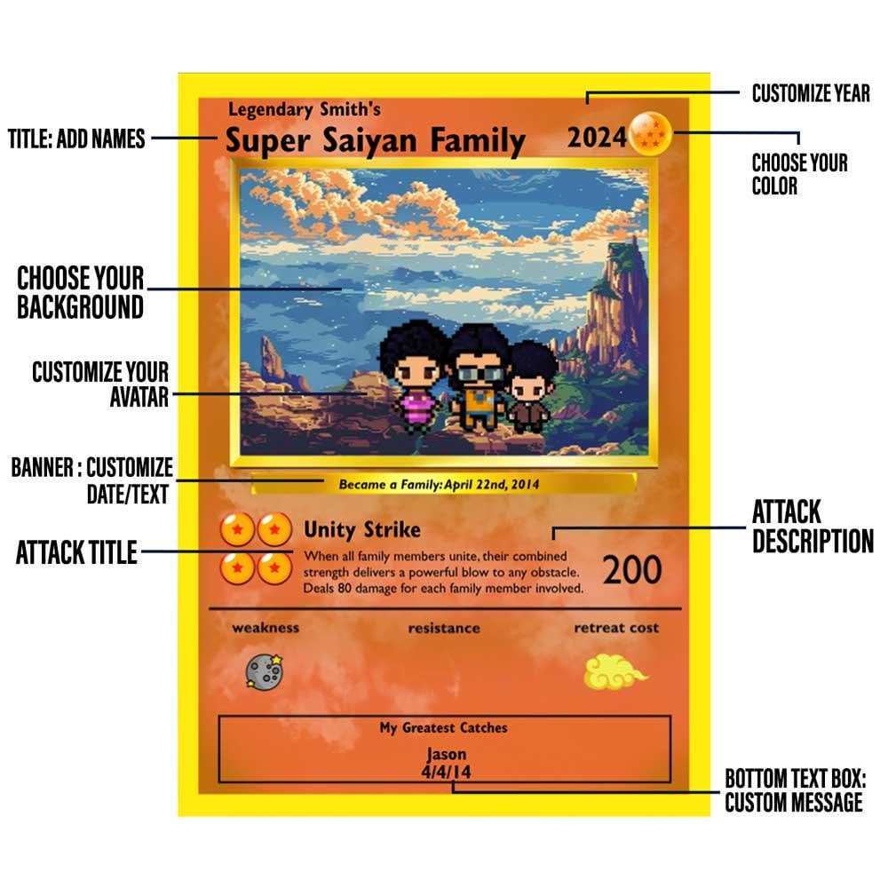 Personalized Super Saiyan Family Card - Family Gift - Custom Family Card - Special Gift for a Family member - Dragon Ball Z
