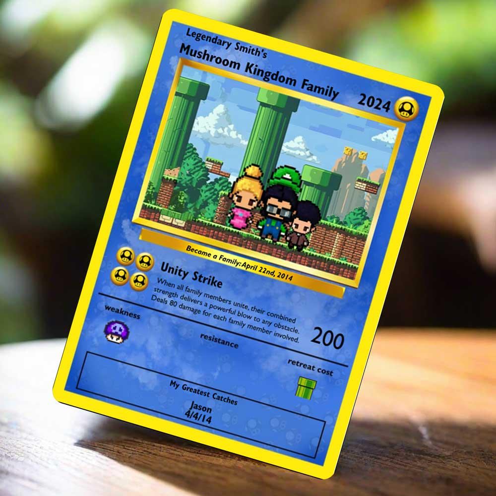 Personalized Mushroom Kingdom Family Card - Family Gift - Custom Family Card - Special Gift for a Family member - Super Mario World