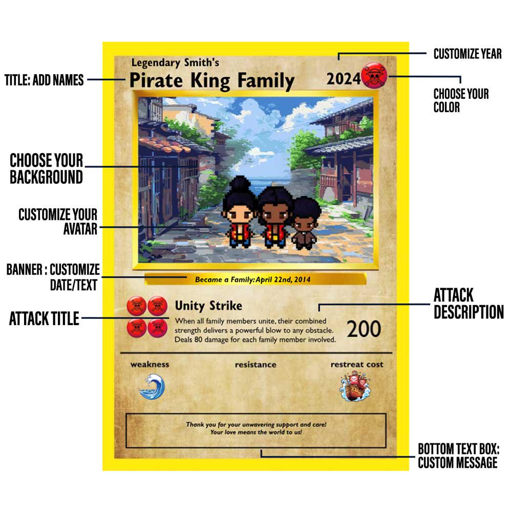 Personalized Pirate King Family Card - Family Gift - Custom Family Card - Special Gift for a Family member - One Piece