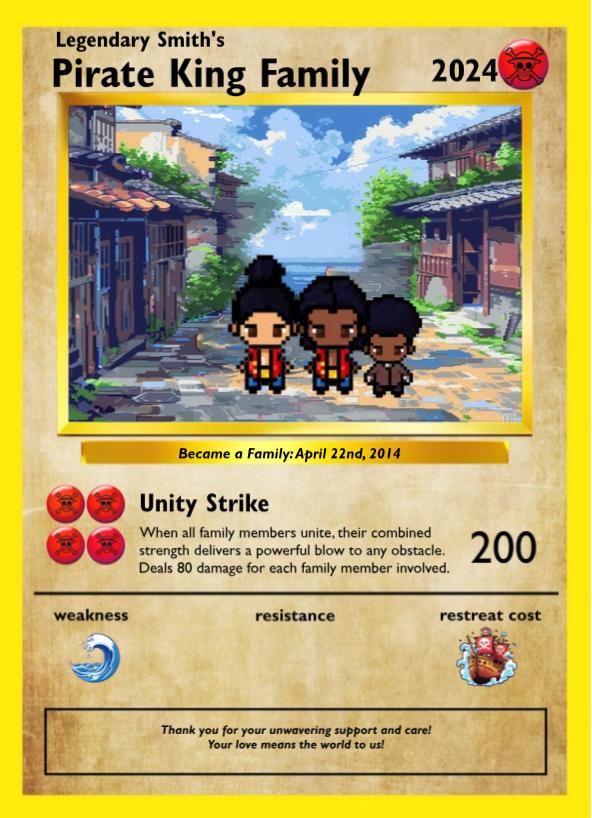 Personalized Pirate King Family Card - Family Gift - Custom Family Card - Special Gift for a Family member - One Piece