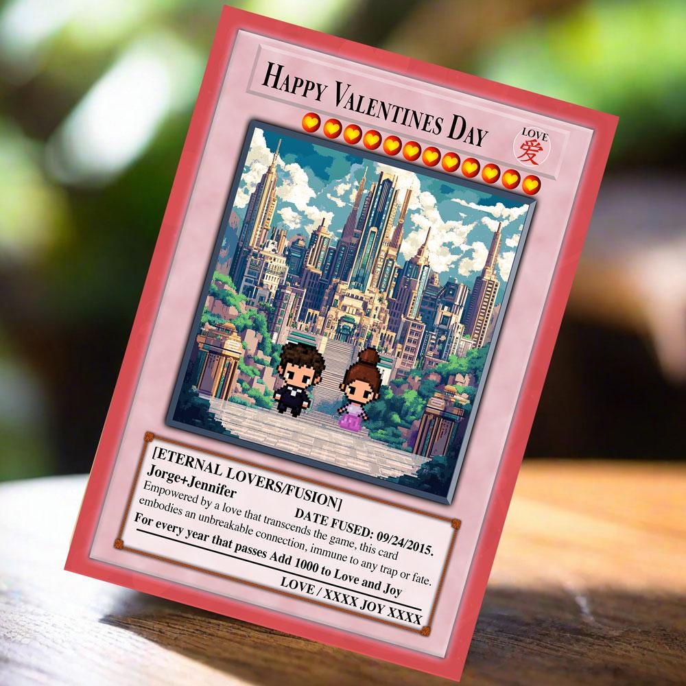 Yu-Gi-Love Vday Card - Yu-Gi-Oh Card - Valentines Gift - Anniversary Gift - Gift for Him - Gift for Her - Gift for Gamer