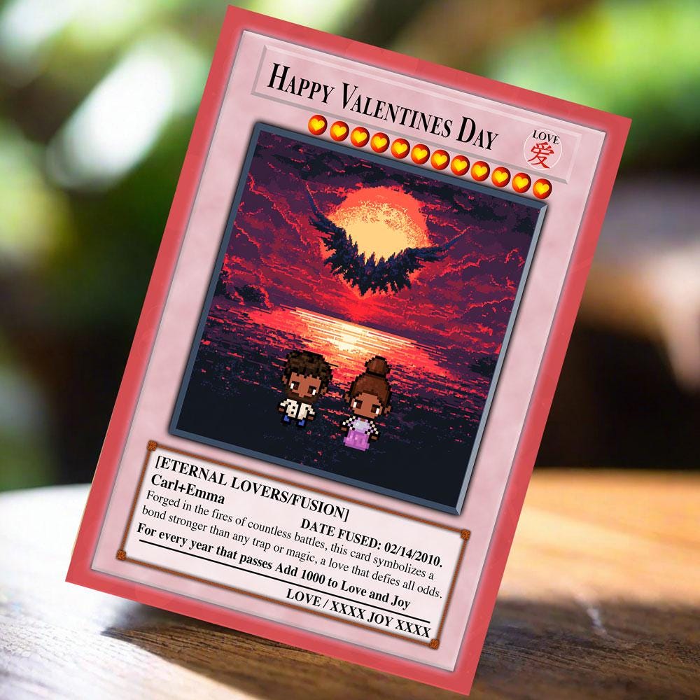 Yu-Gi-Love Vday Card - Yu-Gi-Oh Card - Valentines Gift - Anniversary Gift - Gift for Him - Gift for Her - Gift for Gamer