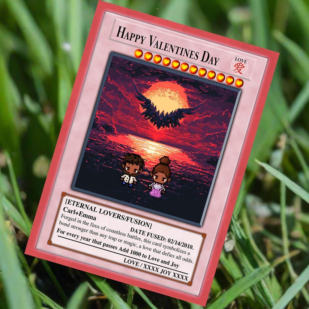 Yu-Gi-Love Vday Card - Yu-Gi-Oh Card - Valentines Gift - Anniversary Gift - Gift for Him - Gift for Her - Gift for Gamer