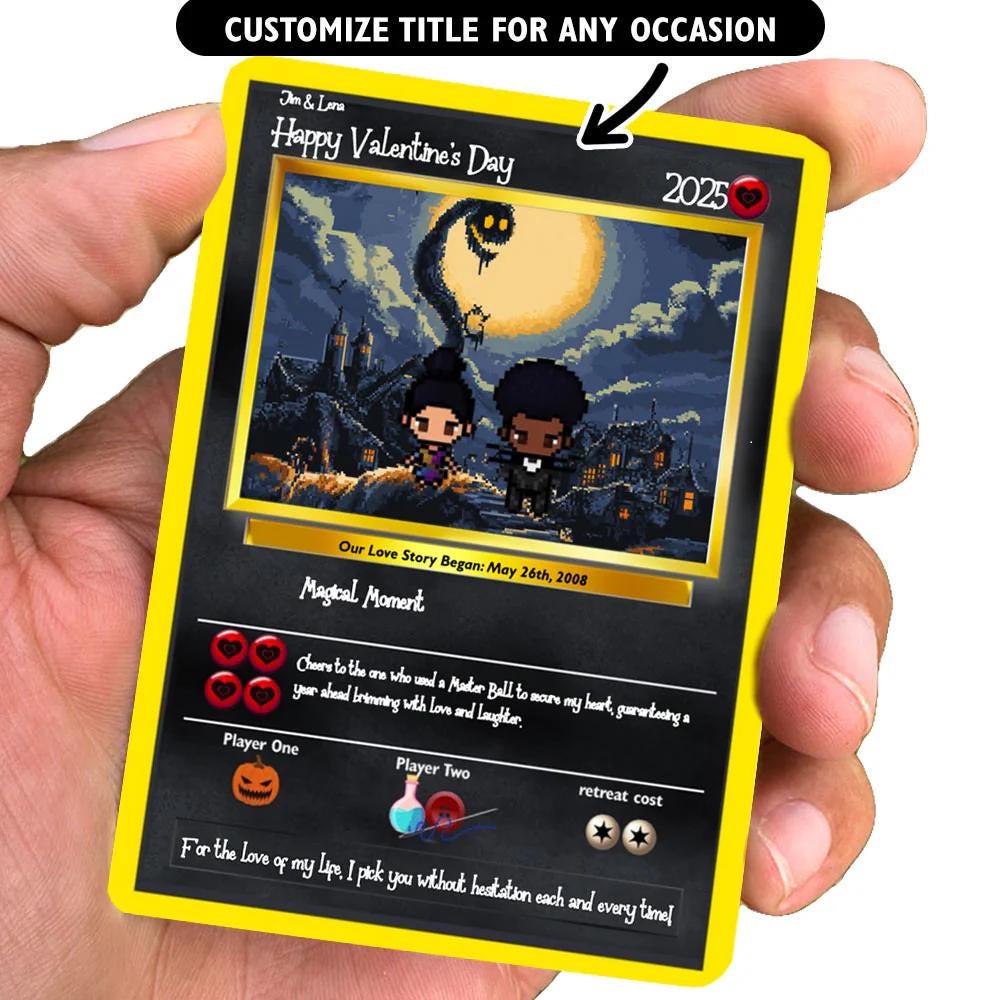 Poke Nightmare Love Card - Personalized Valentines Day Gift - Valentines Day Gift - Vday Gift for Him - Vday Gift for Her - Anniversary Gift