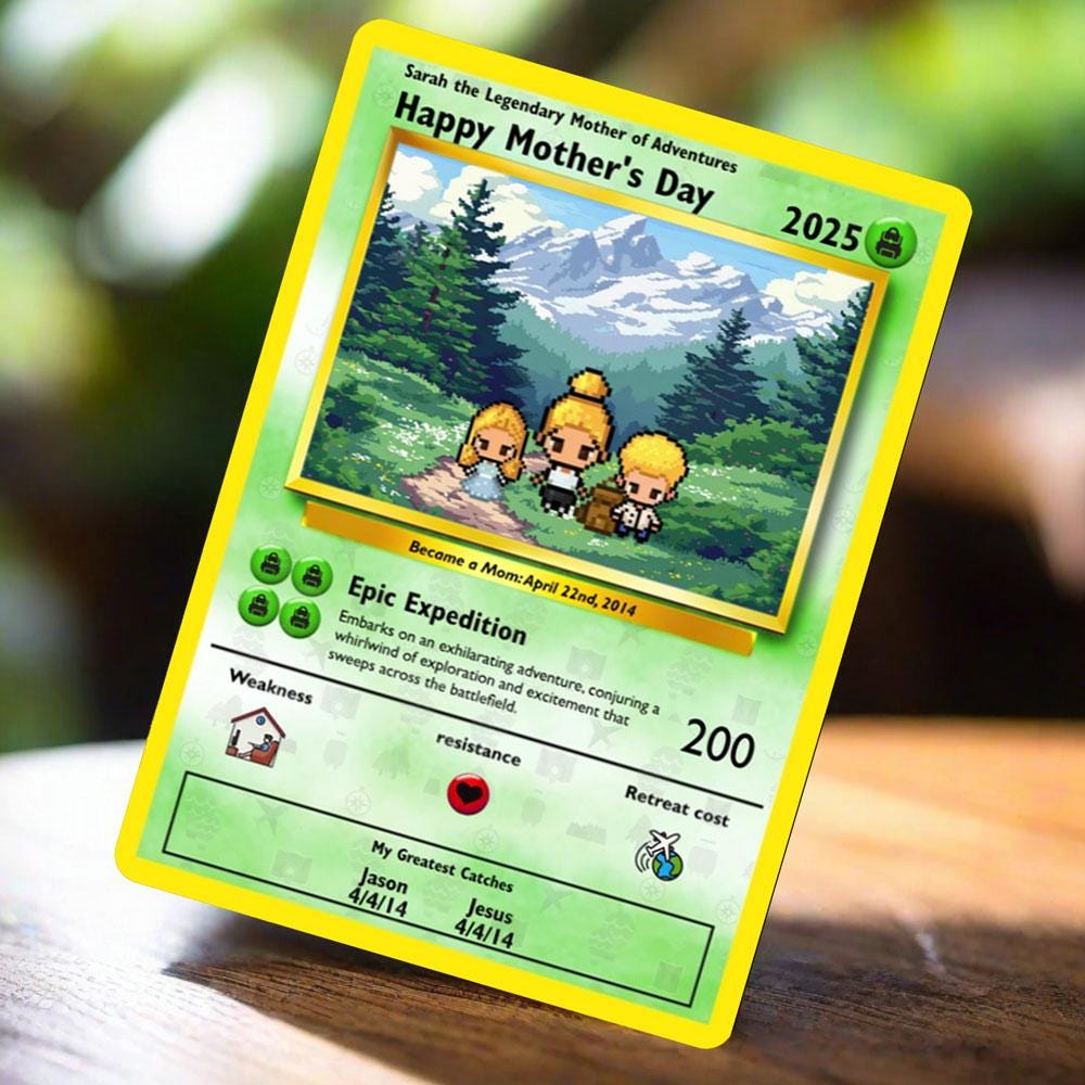 Personalized Poke Adventure Mom Card - Custom Gift for Mom - Mother's Day Gifts - Explorer Mom Card - Custom Adventure Mom Card - Mom Gifts