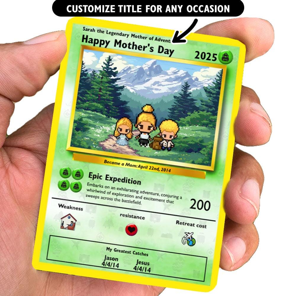 Personalized Poke Adventure Mom Card - Custom Gift for Mom - Mother's Day Gifts - Explorer Mom Card - Custom Adventure Mom Card - Mom Gifts