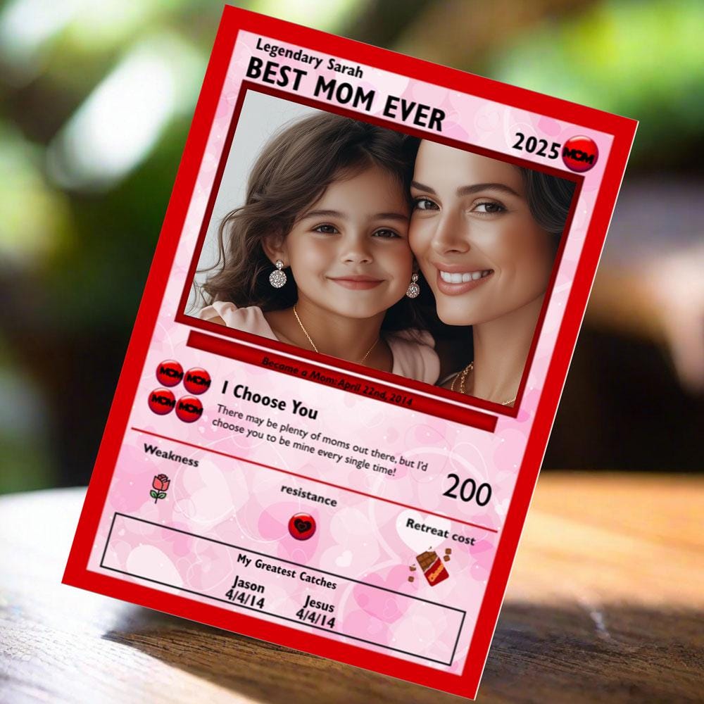 Personalized Poke Mother's Day Photo Card - Custom Gift for Mom - Mother's Day Gifts - Personalized Metal Photo Card for Mom - Mom Gifts