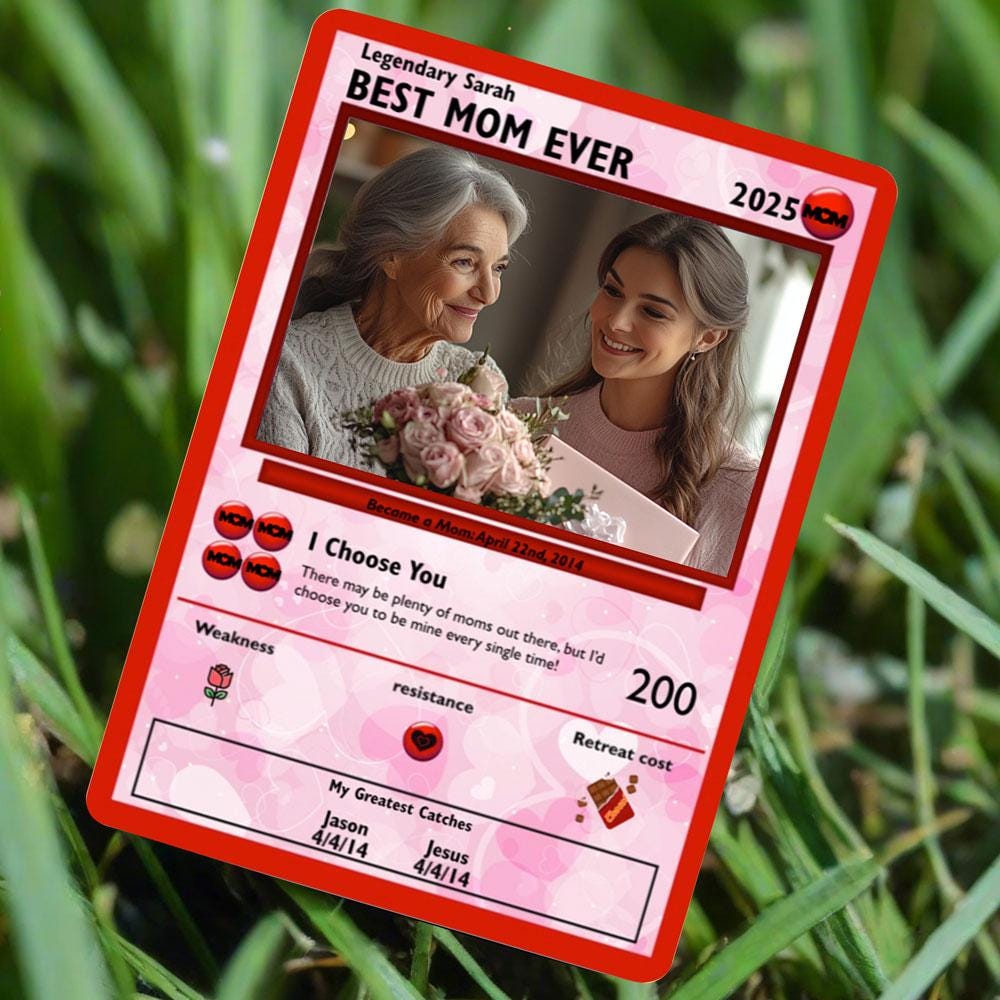 Personalized Poke Mother's Day Photo Card - Custom Gift for Mom - Mother's Day Gifts - Personalized Metal Photo Card for Mom - Mom Gifts