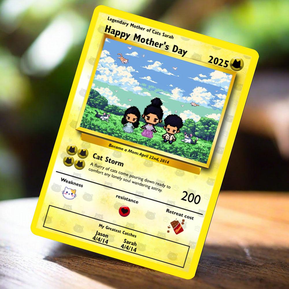 Personalized Poke Cat Mom Card - Custom Gift for Mom - Mother's Day Gifts - Mom Gifts - Cute Cat Lover Mom Card - Cat Mom Appreciation Card