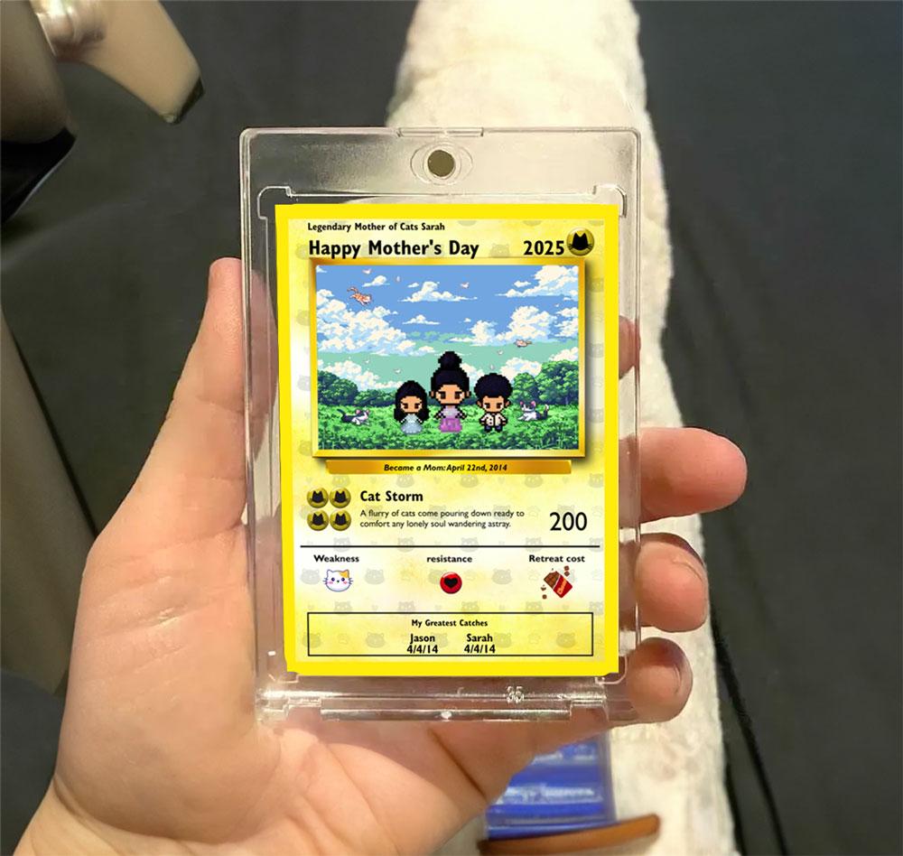 Personalized Poke Cat Mom Card - Custom Gift for Mom - Mother's Day Gifts - Mom Gifts - Cute Cat Lover Mom Card - Cat Mom Appreciation Card