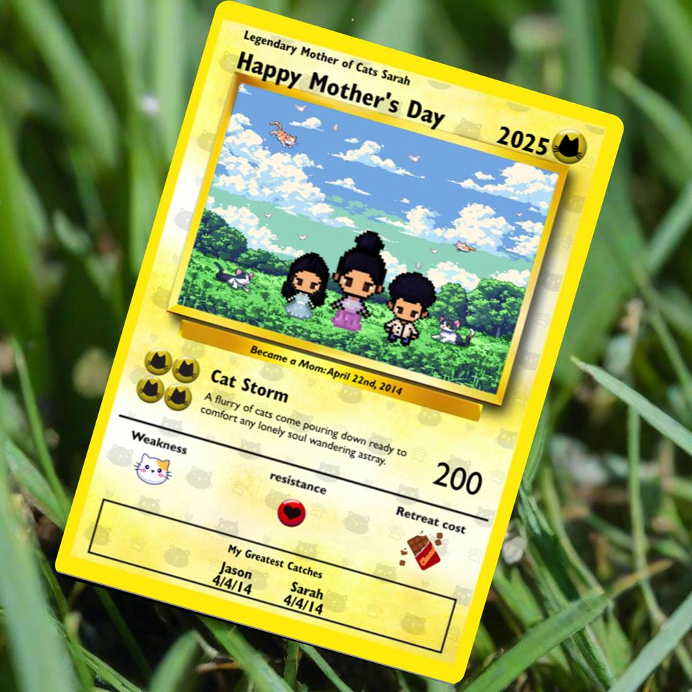 Personalized Poke Cat Mom Card - Custom Gift for Mom - Mother's Day Gifts - Mom Gifts - Cute Cat Lover Mom Card - Cat Mom Appreciation Card