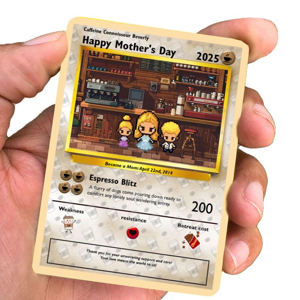 Personalized Poke Coffee Mom Card - Custom Gift for Mom - Mother's Day Gift - Gift for Coffee Loving Mom - Espresso Mom Card