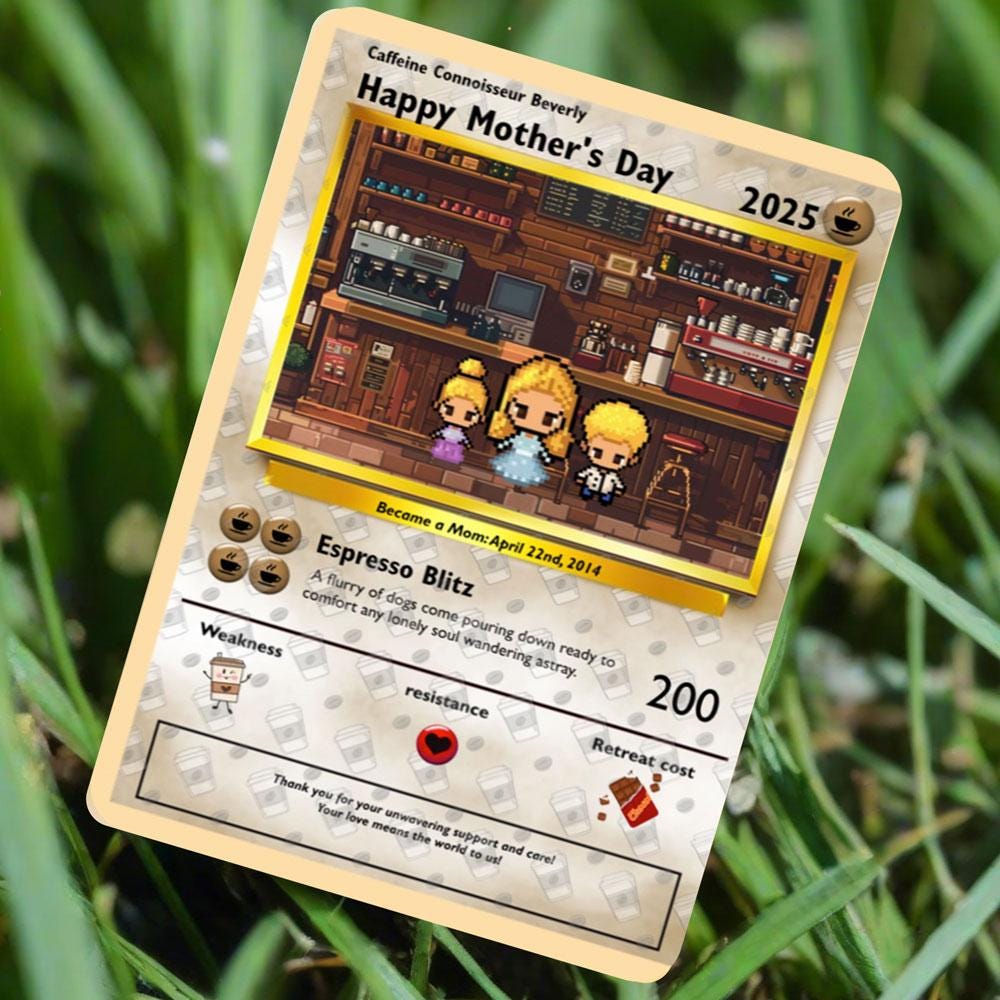 Personalized Poke Coffee Mom Card - Custom Gift for Mom - Mother's Day Gift - Gift for Coffee Loving Mom - Espresso Mom Card