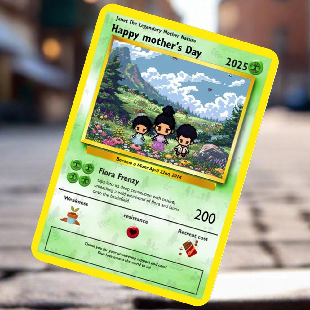 Personalized Poke Mother Nature Mom Card - Custom Gift for Mom - Mother's Day Gifts - Garden Mom - Earth Mama Card - Forest Queen Mom Card