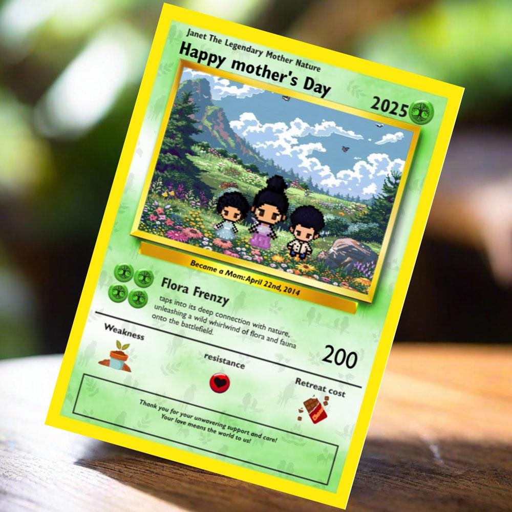 Personalized Poke Mother Nature Mom Card - Custom Gift for Mom - Mother's Day Gifts - Garden Mom - Earth Mama Card - Forest Queen Mom Card