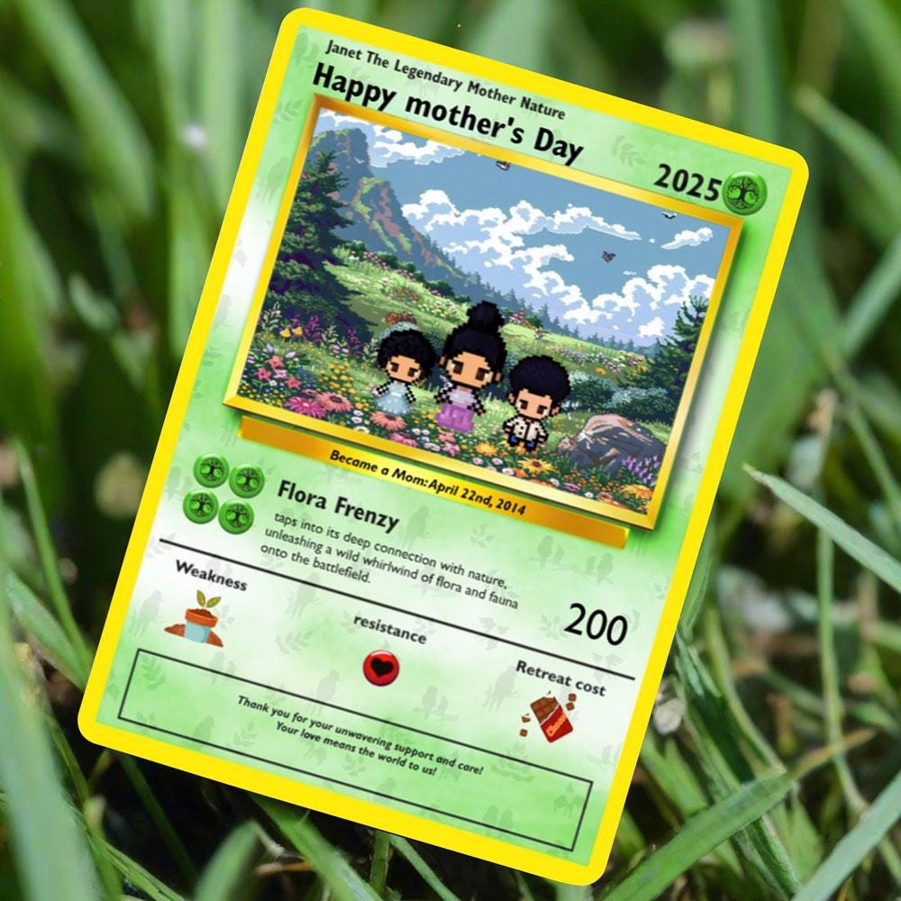 Personalized Poke Mother Nature Mom Card - Custom Gift for Mom - Mother's Day Gifts - Garden Mom - Earth Mama Card - Forest Queen Mom Card