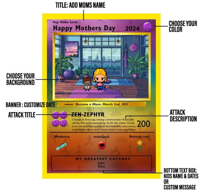 Personalized Poke Yogi Mama Card - Custom Gift for Mom - Mother's Day Gift - Yoga Mom Card - Zen Vibes Mom Card - Yoga Queen - Namaste Mama