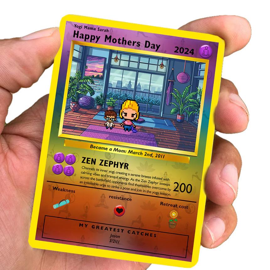 Personalized Poke Yogi Mama Card - Custom Gift for Mom - Mother's Day Gift - Yoga Mom Card - Zen Vibes Mom Card - Yoga Queen - Namaste Mama