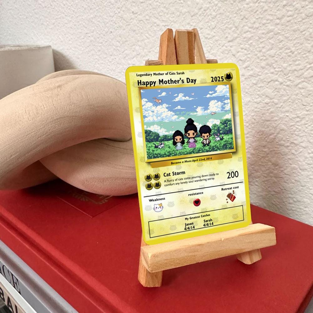 Personalized Poke Cat Mom Card - Custom Gift for Mom - Mother's Day Gifts - Mom Gifts - Cute Cat Lover Mom Card - Cat Mom Appreciation Card