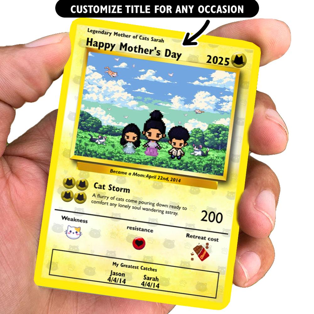 Personalized Poke Cat Mom Card - Custom Gift for Mom - Mother's Day Gifts - Mom Gifts - Cute Cat Lover Mom Card - Cat Mom Appreciation Card