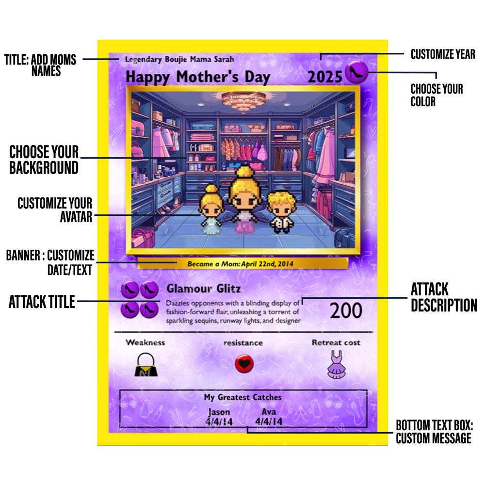 Personalized Poke Boujie Mom Card - Custom Gift for Mom - Mother's Day Gifts - Mother's Day Present - Glam Mom Card - Sassy Mom Card