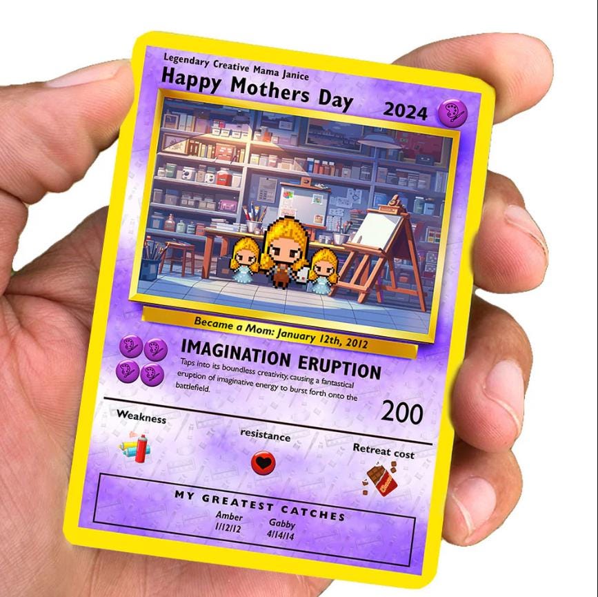 Personalized Poke Art Mom Card - Custom Gift for Mom - Mother's Day Gifts - Mom Gifts - Artistic Mom - Creative Mom - Artsy Mom Card