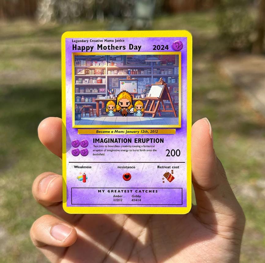 Personalized Poke Art Mom Card - Custom Gift for Mom - Mother's Day Gifts - Mom Gifts - Artistic Mom - Creative Mom - Artsy Mom Card