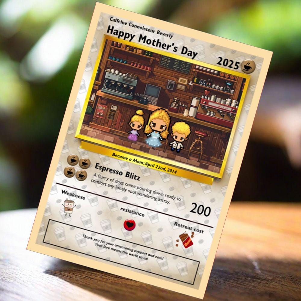 Personalized Poke Coffee Mom Card - Custom Gift for Mom - Mother's Day Gift - Gift for Coffee Loving Mom - Espresso Mom Card