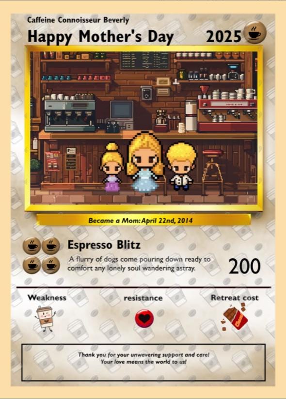 Personalized Poke Coffee Mom Card - Custom Gift for Mom - Mother's Day Gift - Gift for Coffee Loving Mom - Espresso Mom Card