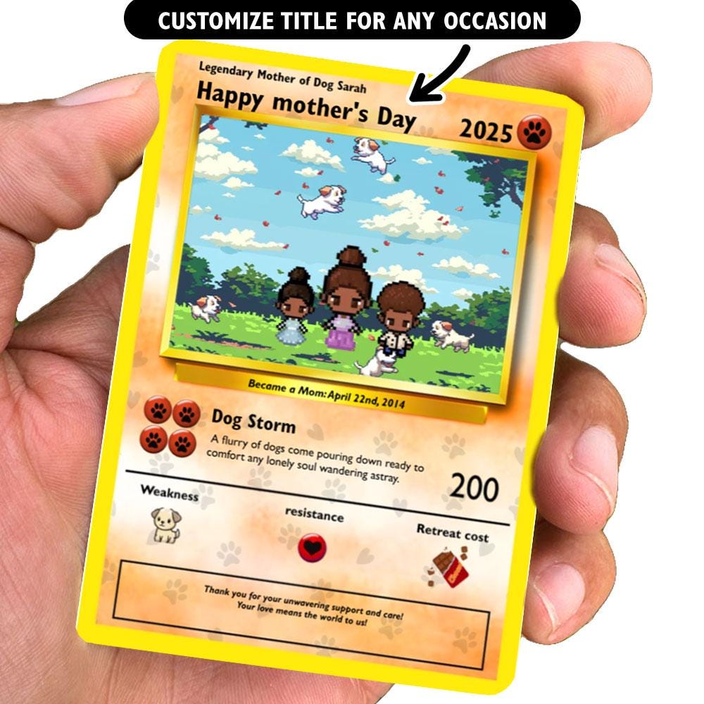 Personalized Poke Dog Mom Card - Custom Gift for Mom - Mother's Day Gifts - Mom Gifts - Dog Lover Mom Card - Fur Mama Card - For Dog Moms