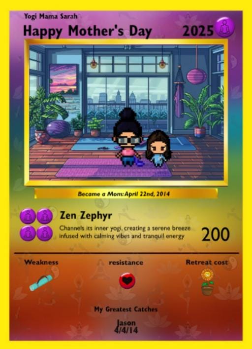 Personalized Poke Yogi Mama Card - Custom Gift for Mom - Mother's Day Gift - Yoga Mom Card - Zen Vibes Mom Card - Yoga Queen - Namaste Mama