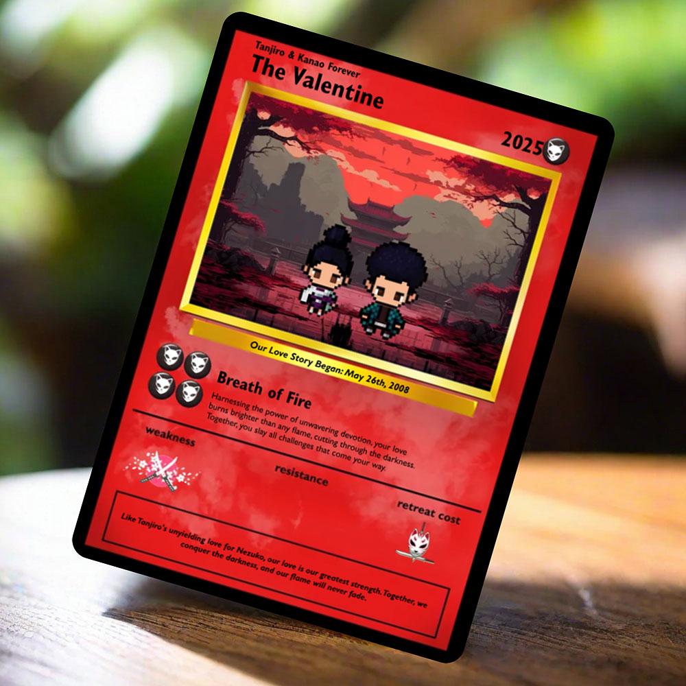 Personalized Slayer Love Card - Custom Gift Anniversary - Anime Couple Metal Card - Valentine's Day Card - Personalized Anime Gift