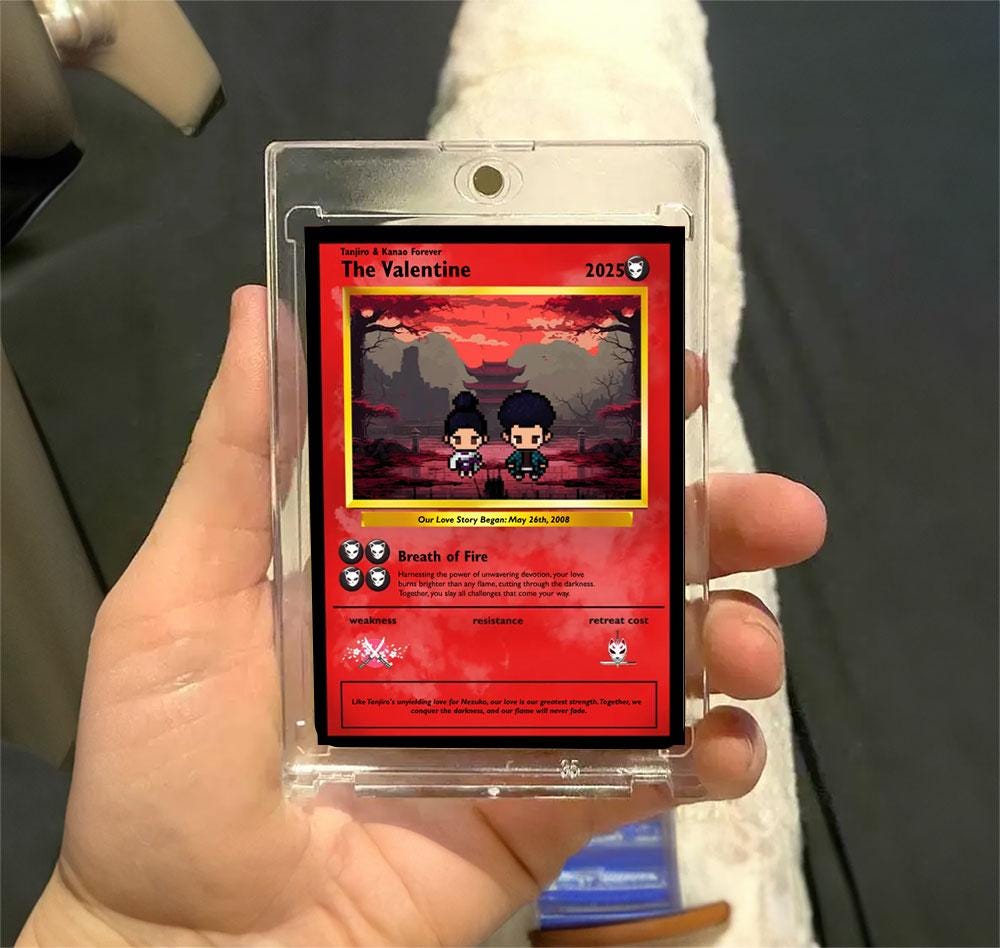 Personalized Slayer Love Card - Custom Gift Anniversary - Anime Couple Metal Card - Valentine's Day Card - Personalized Anime Gift