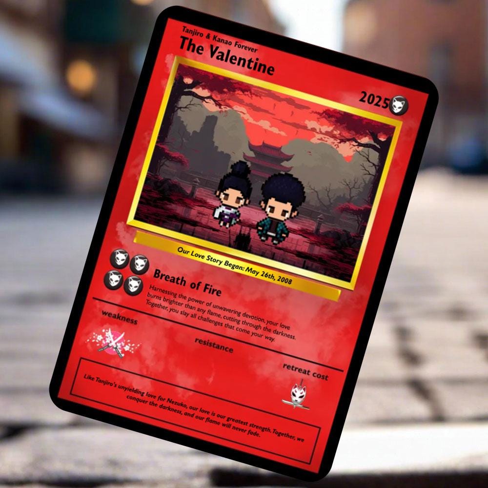 Personalized Slayer Love Card - Custom Gift Anniversary - Anime Couple Metal Card - Valentine's Day Card - Personalized Anime Gift