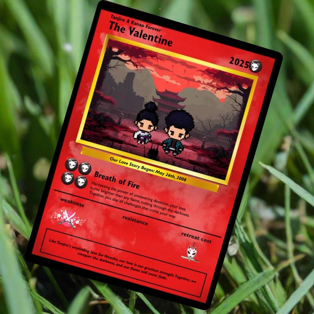 Personalized Slayer Love Card - Custom Gift Anniversary - Anime Couple Metal Card - Valentine's Day Card - Personalized Anime Gift