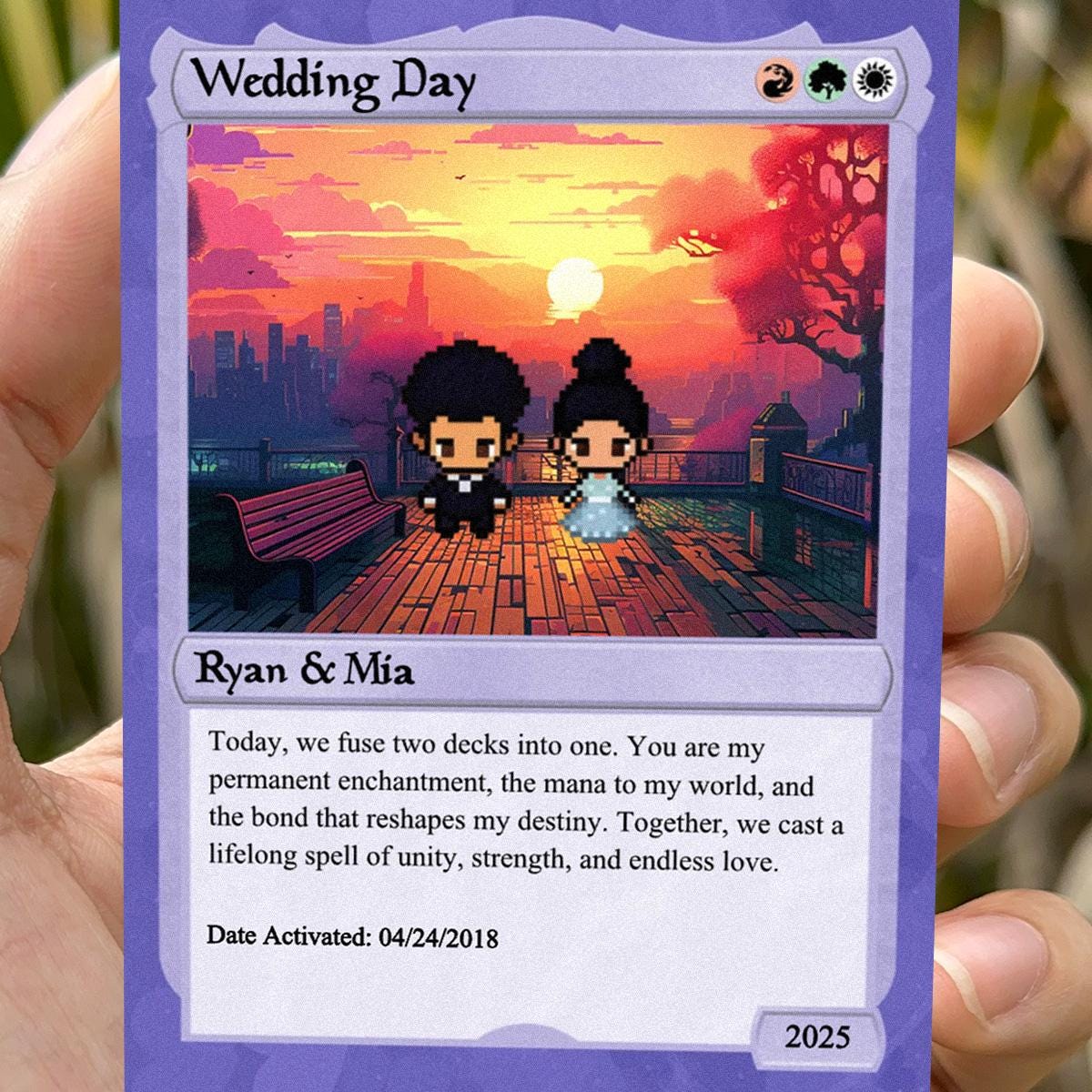 Pet The Gathering Wedding Card - Wedding Gift - Custom Wedding Card - Legendary Wedding Keepsake Card - Anime-Inspired Couple Card