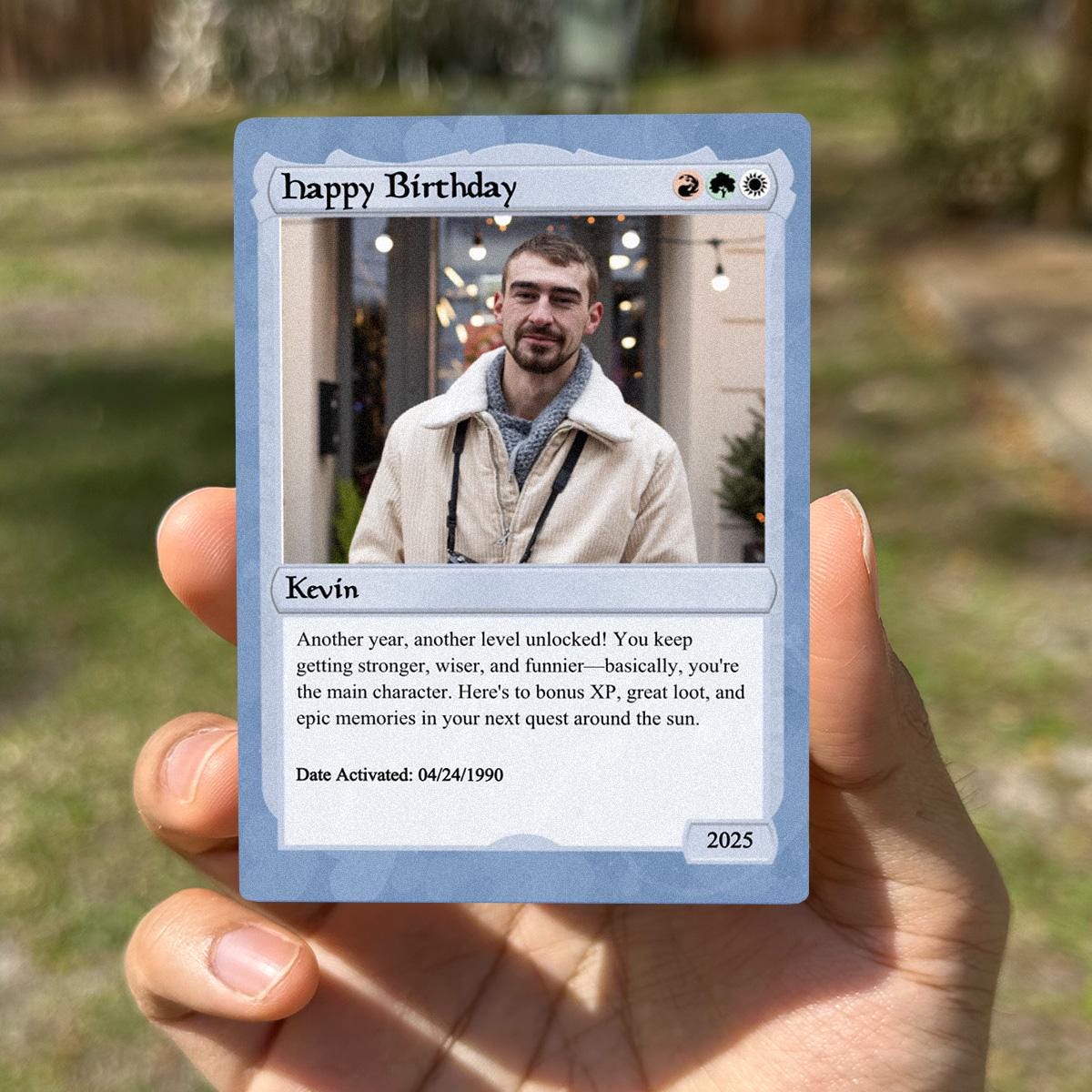 Pet the Gathering Birthday Photo Card - Legendary Birthday Gift - Gift for Gamer - Magic-Inspired Keepsake - Custom Mana Photo Card