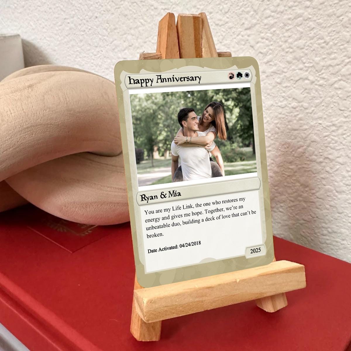 Love the Gathering Anniversary Photo Card- Anniversary Gift- Anniversary Gift for Gamer- Couples Battle Card -Custom Couple Anime Photo Card