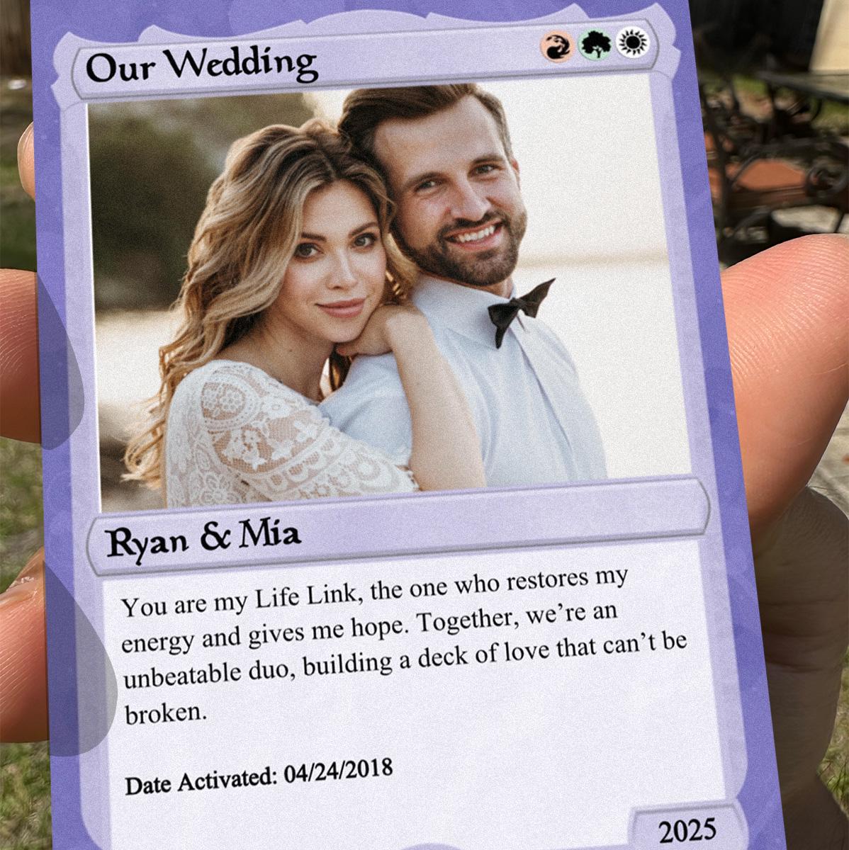 Pet The Gathering Wedding Photo Card - Wedding Gift - Custom Wedding Card- Legendary Wedding Keepsake Card- Anime-Inspired Couple Photo Card