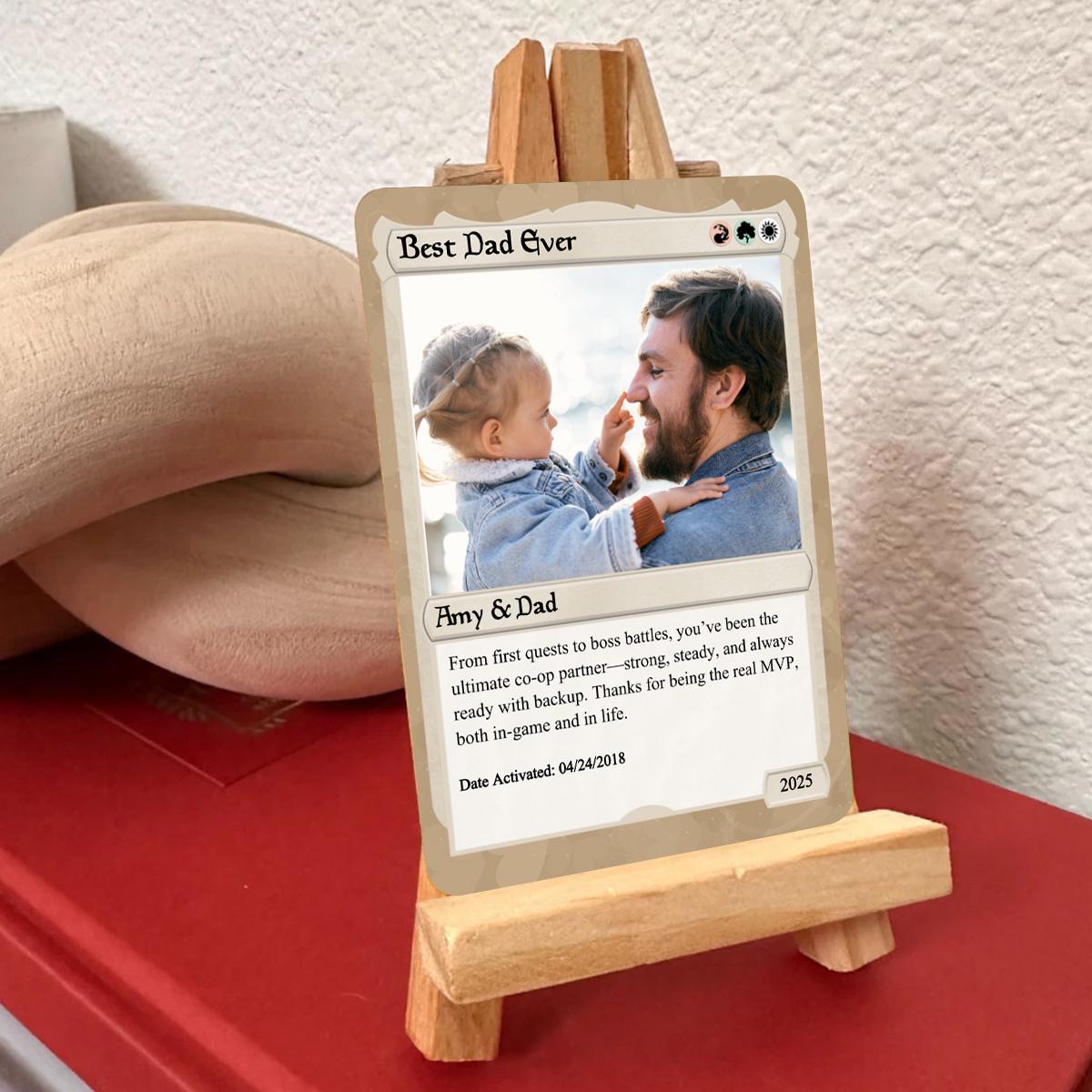 Pet the Gathering Father's Day Photo Card - Father's Day Gift - Personalized Anime Style Metal Photo Card - Legendary Dad Custom Card